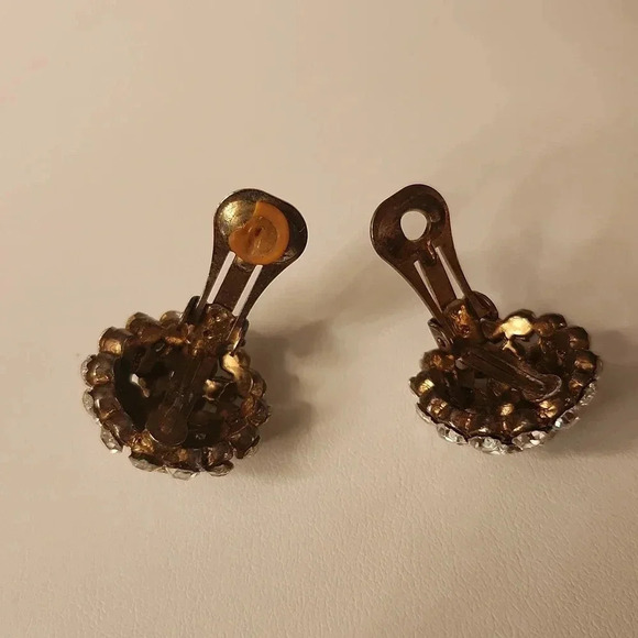 Statement Rhinestone Filled Clip On Stud Earrings - Picture 4 of 4